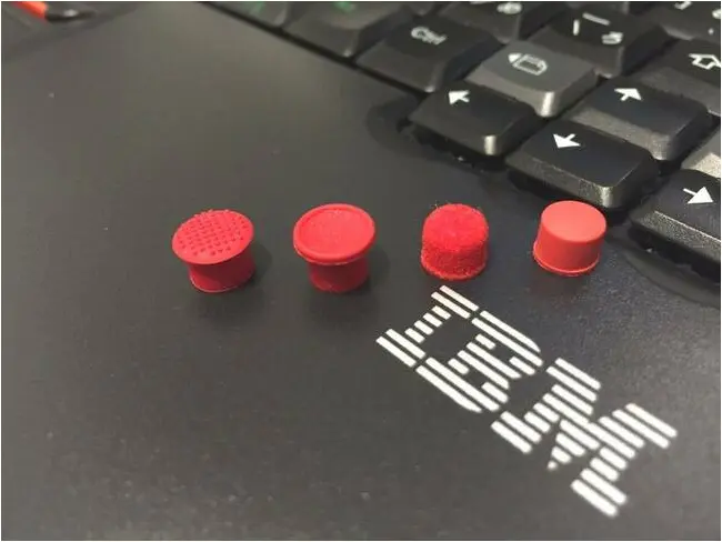 Four variations on the ThinkPad cap – Soft Dome, Golf Tee, Classic Dome, and Eraser Head. Image by Raymangold22, Creative Commons 1.0