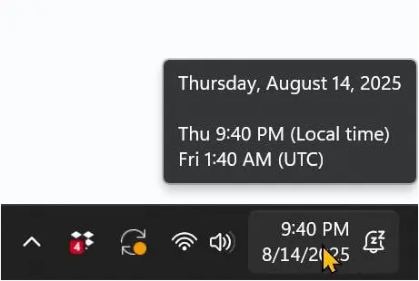 Multiple clocks in Windows appear only when you hover