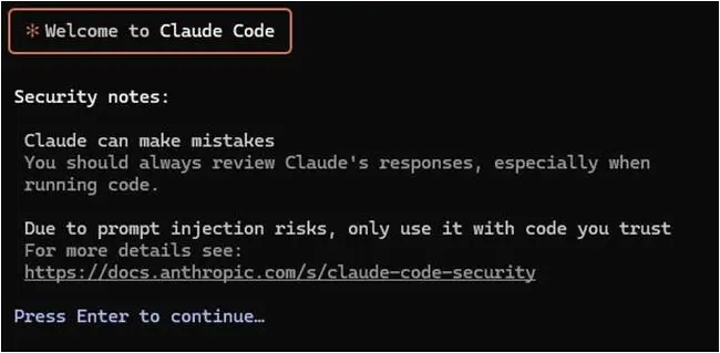 Claude Code warns developers to only use it with code you trust Claude Code warns developers to only use it with code you trust