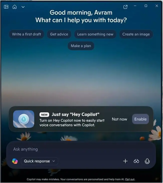 Enable Copilot wake word