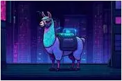 A 16-bit SNES RPG style illustration of a cyber-punk llama to illustrate an article about using the Meta LLama LLM to analyze text